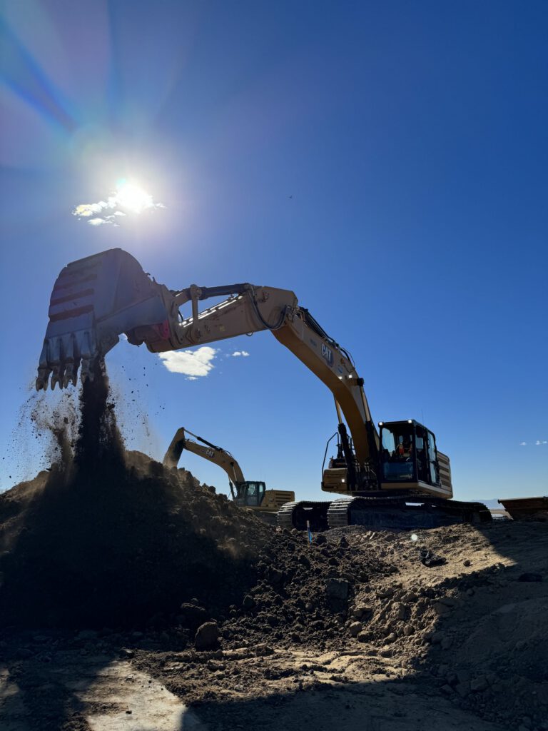 Two Excavators on the HEI Civil Eberly Job Site in 2023