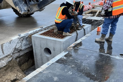 HEI Civil Texas Installing Storm Water Inlet