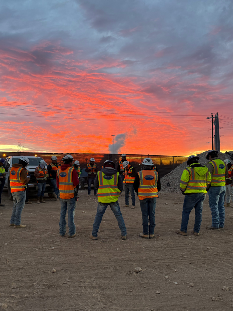 HEI Civil team members in their morning meeting